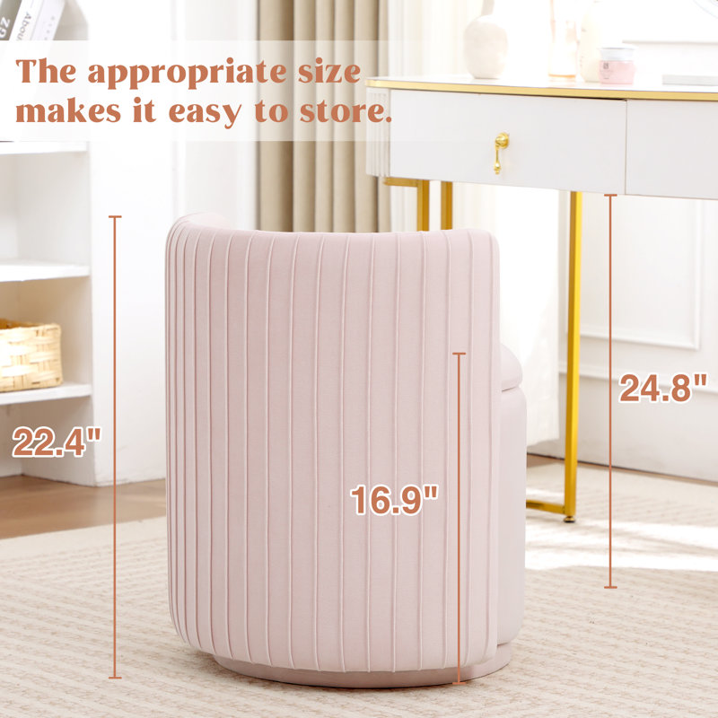 360 degree velvet swivel vanity chair With Storage, Pink