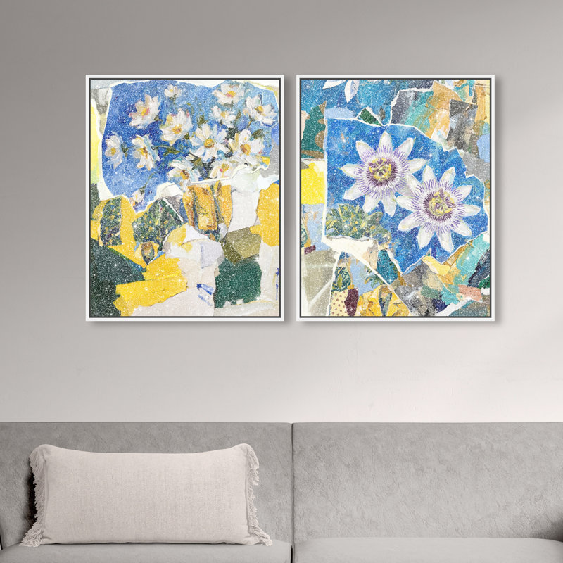 Blue Sunshine Set Set by Oliver Gal, 21"H x 25"W, White Floater Frame