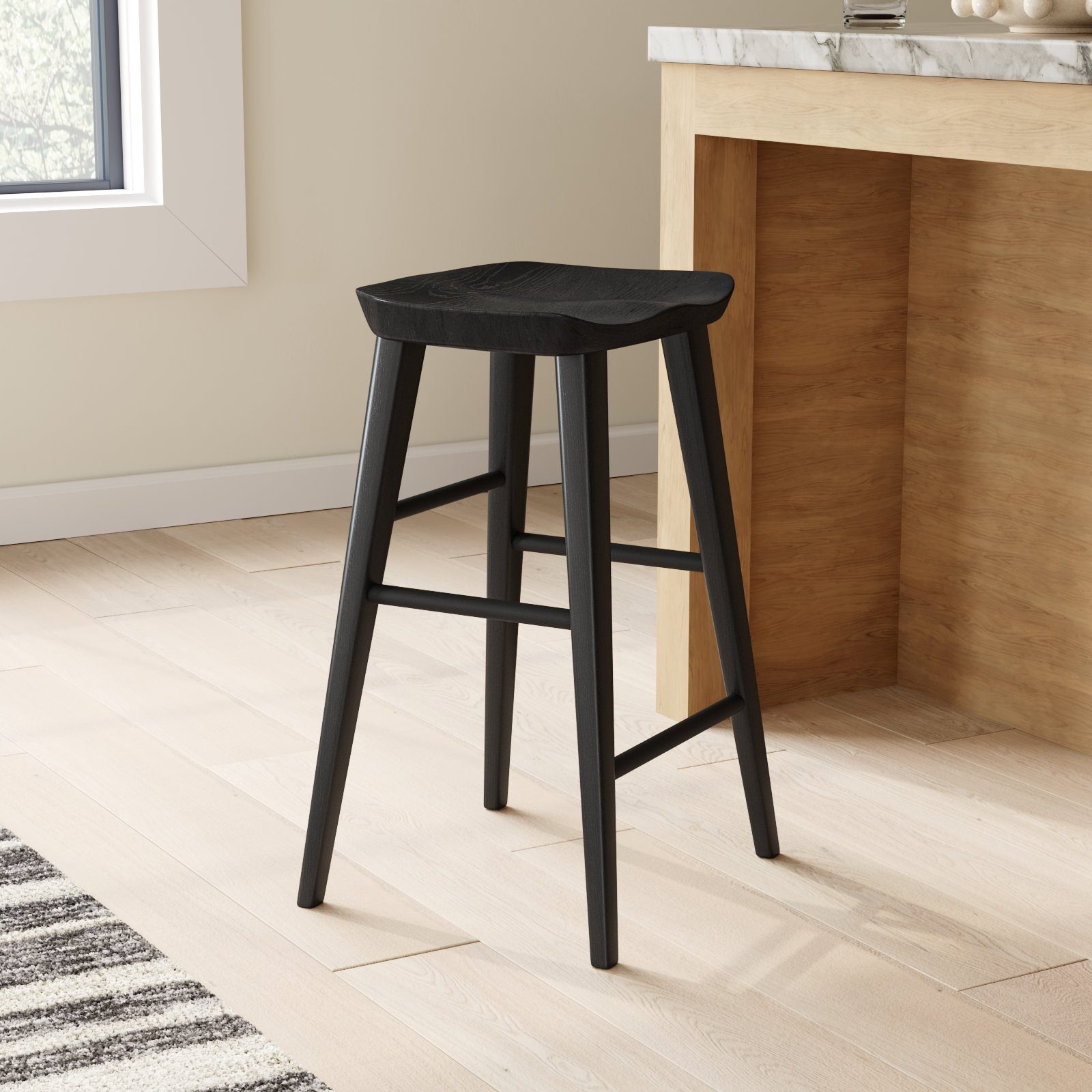Anzie Bar and Counter Stool, Counter Stool (25.8" Seat Height), Black