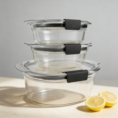 Ensemble de contenants en verre pour aliments, contenants ronds étanches de 6 pièces avec couvercles, contenants hermétiques pour la préparation des repas au four, au micro-ondes, au congélateur et au lave-vaisselle