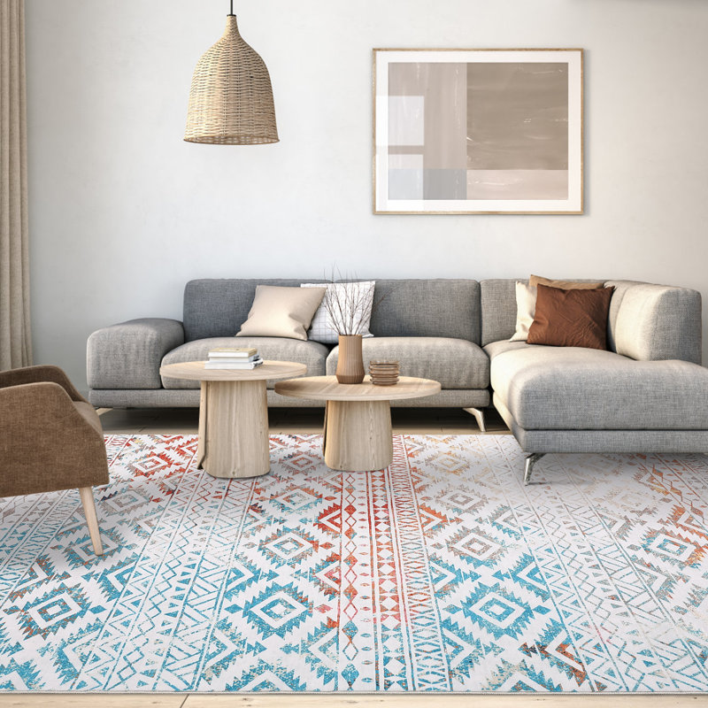 Machine Washable Rug Indoor Soft Rugs for Living Room Non Slip Accent Carpet Boho Rug Vintage Rug Ultra-Thin Low Pile Floor Cover for Bedroom Dining Room Nursery Home Office Playroom