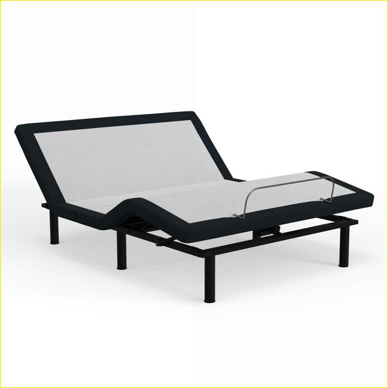 Full Size Adjustable Bed Base - Zero Clearance Gray Polyester Headboard with Wireless Remote &amp; USB Charging