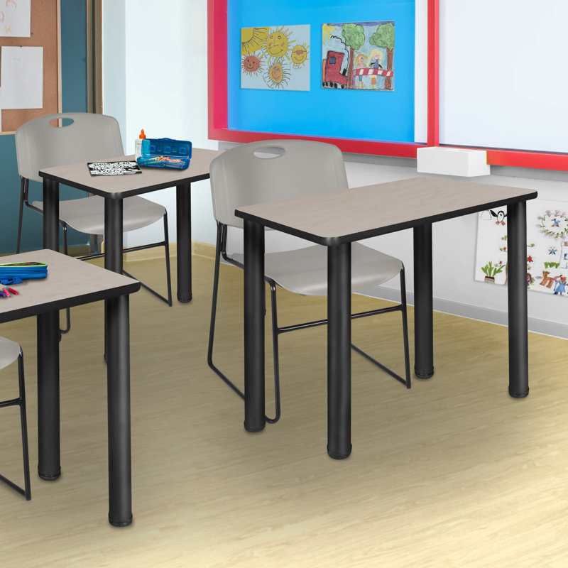 Maple & Black Rectangular School Desk with Drawer, 18 x 26 in
