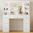 Raafay Vanity Table with Lights, Makeup Table with 7 Drawers and Side Shelf-1014022596