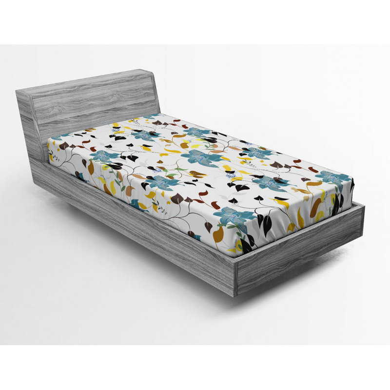 Drap-housse floral, Drap-housse simple TG, Jaune / floral 6