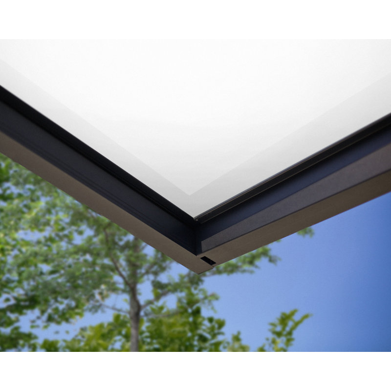 Palram - Canopia Sophia 3' 1" D Acrylic Mist/Gray Stationary Slope Door and Window Awning, 7" H x 63" W x 37" D