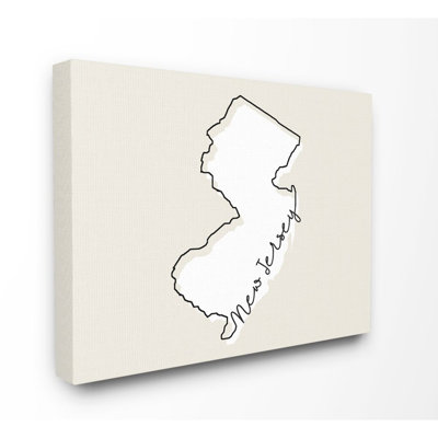 «New Jersey Home State Map Neutral Design», impression sur toile