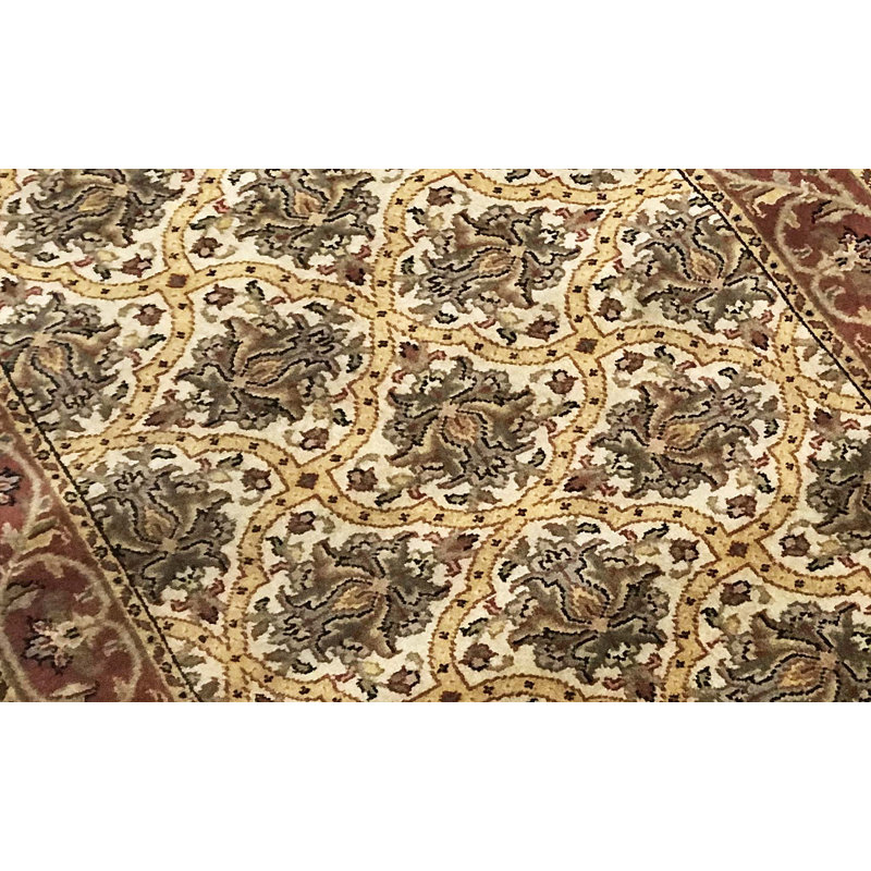 Hand-Knotted High-Quality Beige and Rust Area Rug