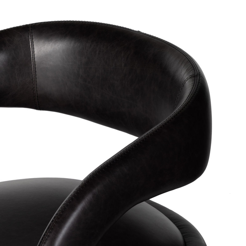 Hawkins Swivel Armchair, Sonoma Black Genuine Leather