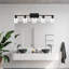 Luminaire sur pied 5 lumières pour meuble-lavabo, plafonnier, luminaire sur rail à têtes ajustables, luminaire sur rail avec abat-jour en verre transparent, luminaire sur rail noir moderne pour la cuisine, le salon et le couloir (ampoules non incluses)