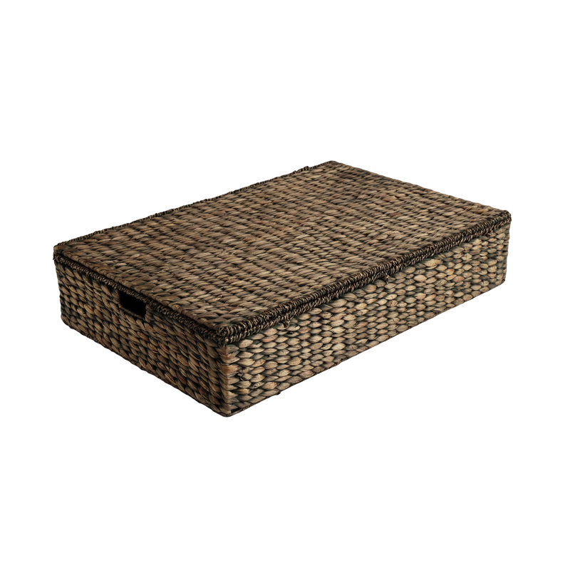 Panier de rangement en osier jacinthe tissé à la main avec couvercle 30 po Holden Classic, Brun