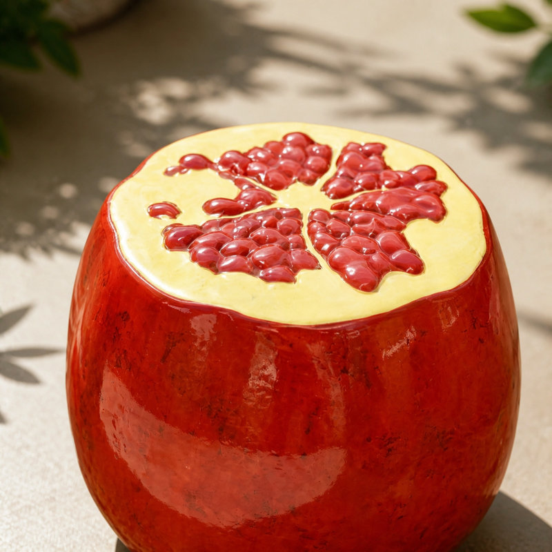 Pomegranate Resin Accent Stool, 13.78 x 12.2 Inches, Red