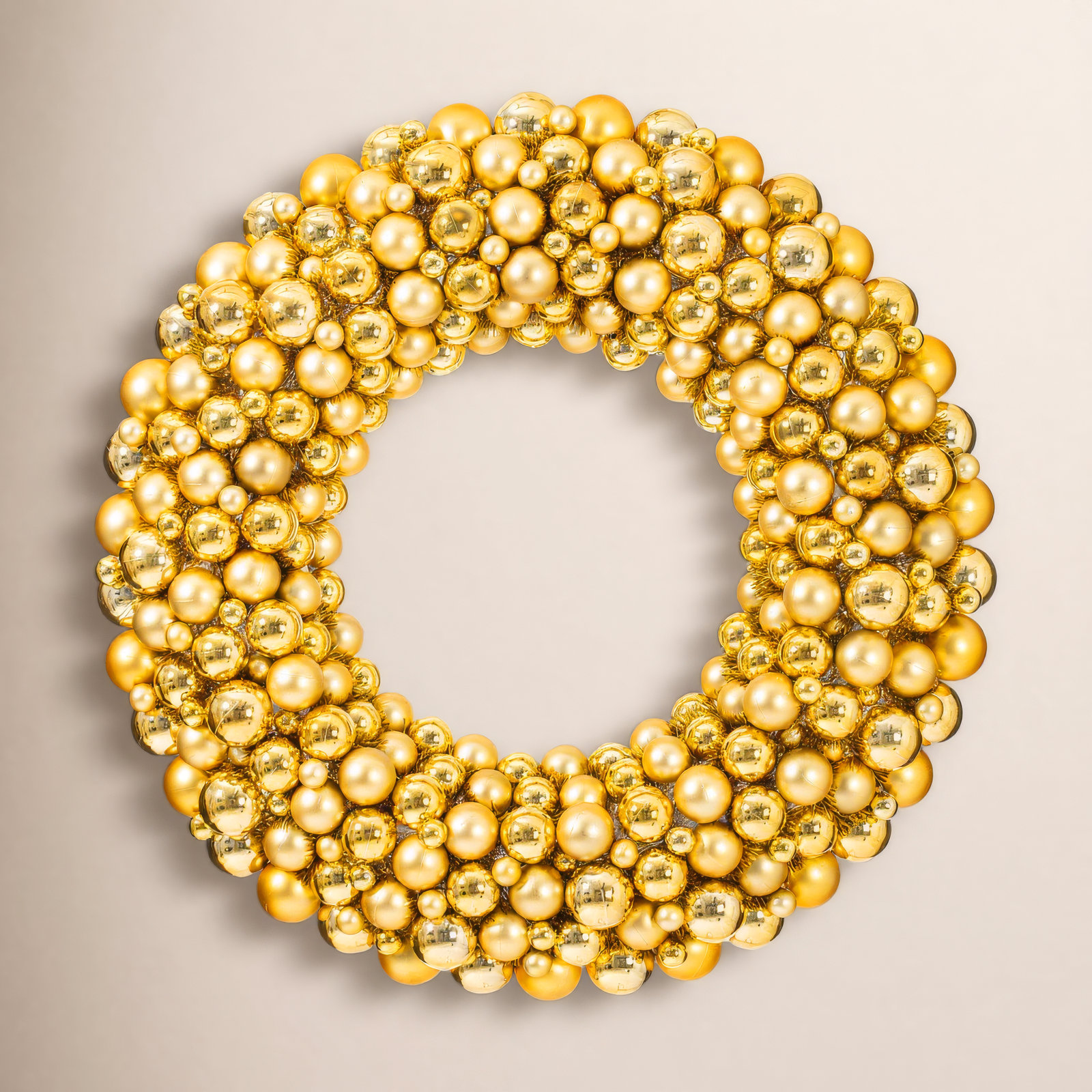 Ball Wreath, Gold, 24" W x 24" H x 3" D