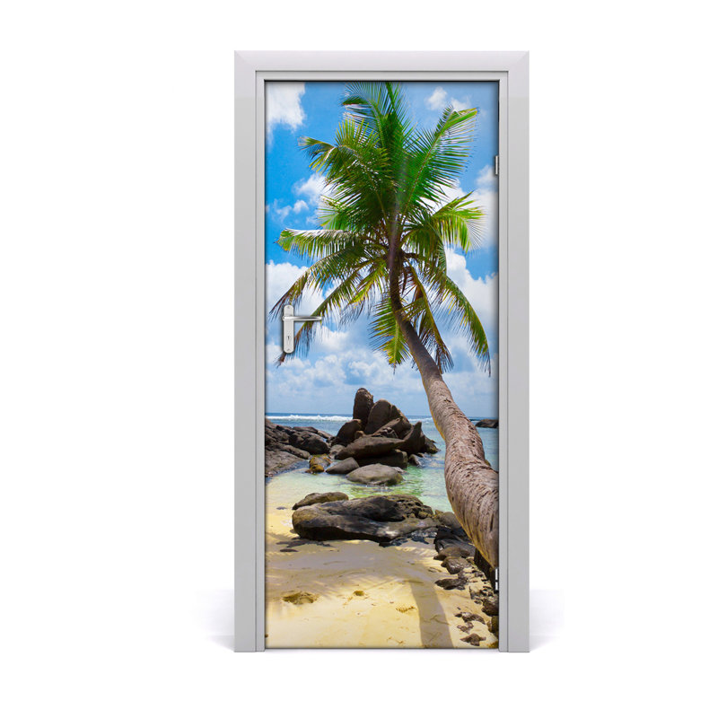 Tropical Beach Door Decal