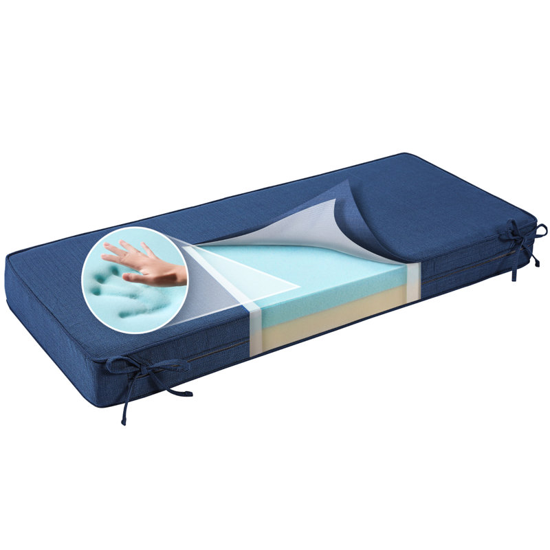 Coussin de siège en mousse viscoélastique gélifiée intérieur / extérieur Sunrox, Bleu marine, L 48 po x P 16 po