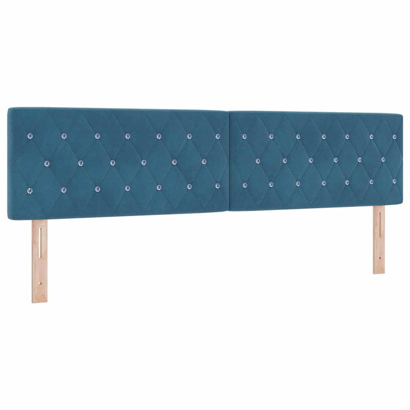  Velvet Headboard Argyle With Headboard Velvet, 88cm H x 180cm W x 7cm D, Dark Blue
