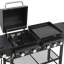 Combinaison de barbecue au gaz 3 en 1 avec plaque chauffante, 6 brûleurs de 56 000 Btu avec brûleur latéral, barbecue émaillé avec tablettes de rangement