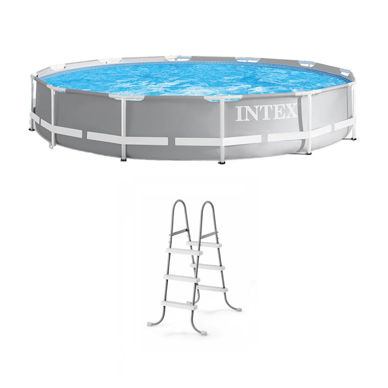 Steel Circle Frame Set Pool 30'' H x 144'' W x 144'' L , with Pump Included