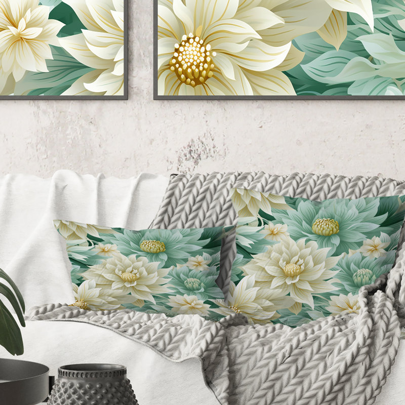 Coussin imprimé floral Boahian Dream Emerald Dahlia I