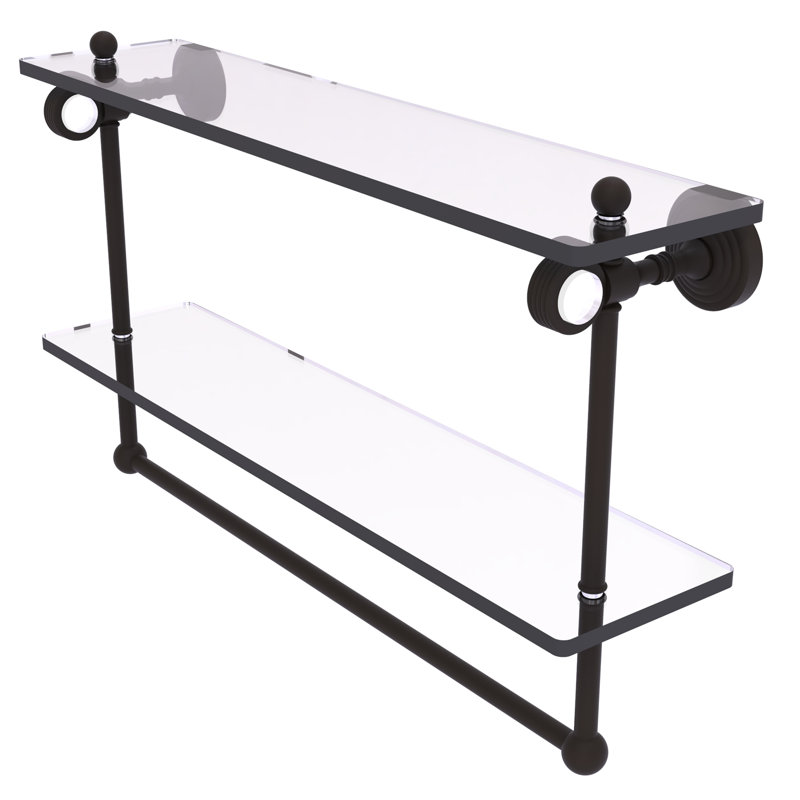 Jarrell 2 Piece Glass Tiered Shelf with Towel Bar, Oil Rubbed Bronze, 13" H x 22" W x 5.12" D