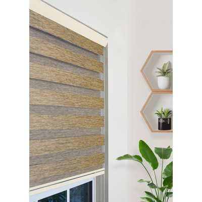 Custom-Cut Size Zebra Blinds for Indoor Windows Light Filtering & Room Darkening Roller Shades ( Brown Color ) (Maxium Height 78 inch ) ( Width 88 inch )