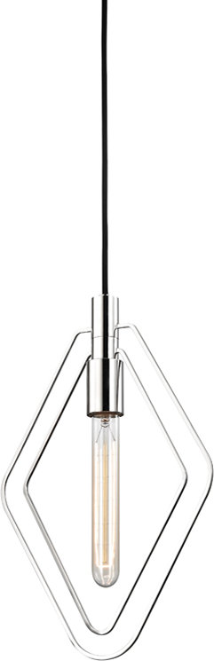 Luminaire suspendu unique en son genre à 1 lumière, Nickel poli