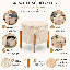 Repose-pieds rond avec rangement en lin avec plateau en bois réversible et pieds en pin, beige, 21 po-567416896