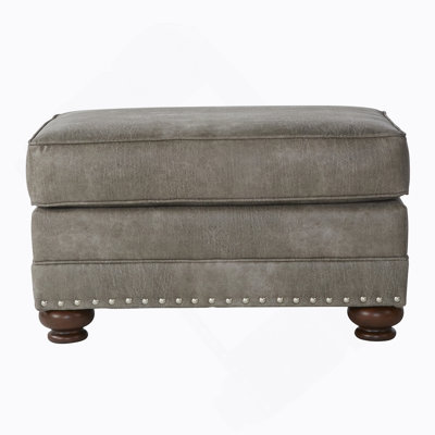 Faux Leather Upholstered Nailhead Ottoman