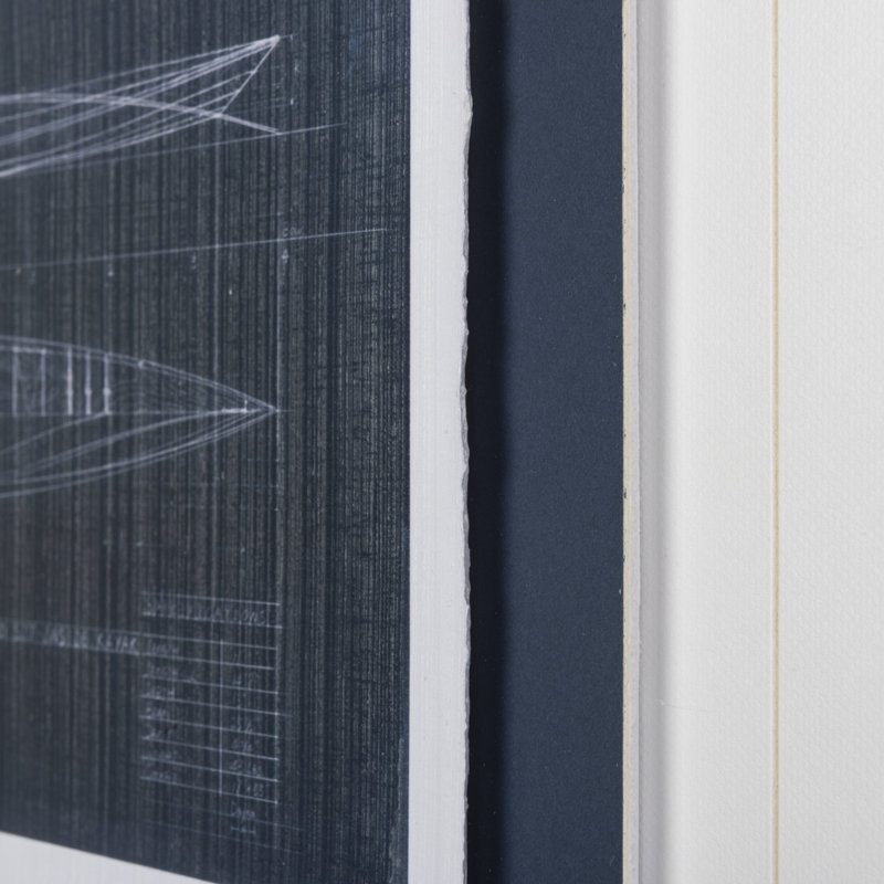 «Kayak Blueprint» par Dayna a, reproduction d'art encadrée texturée matte sous verre, Kayak Blueprint, Gris, Blanc