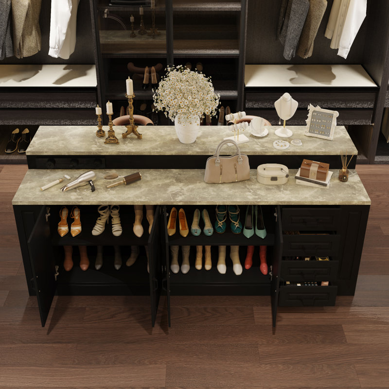 4 Drawer And 4 Shelves Closet Island With Three Outlets