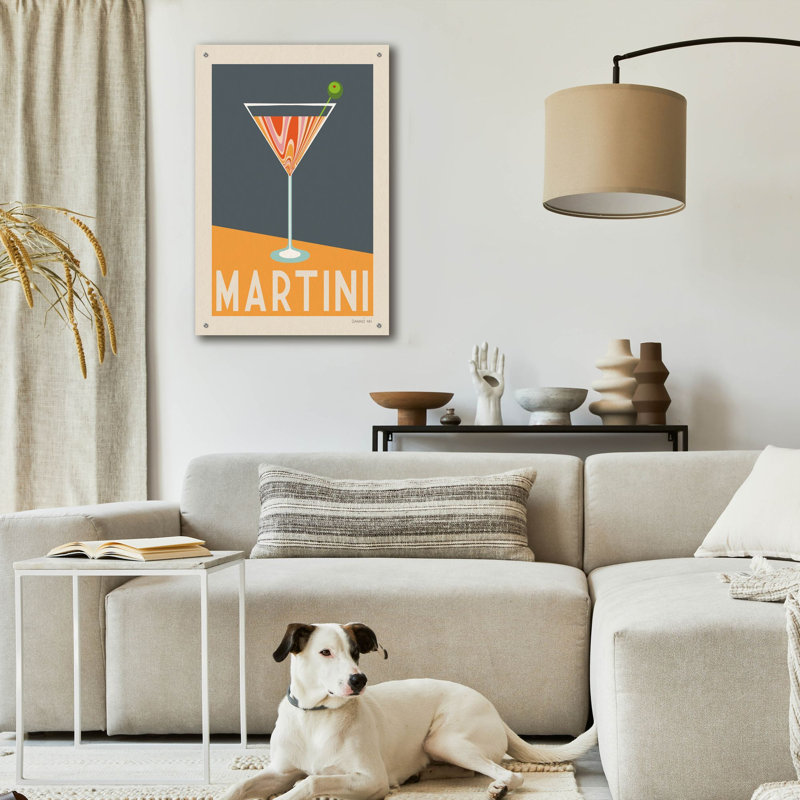  «Cocktail Poster 1» par Danhui Nai, art mural en verre acrylique, 24 po x 36 po