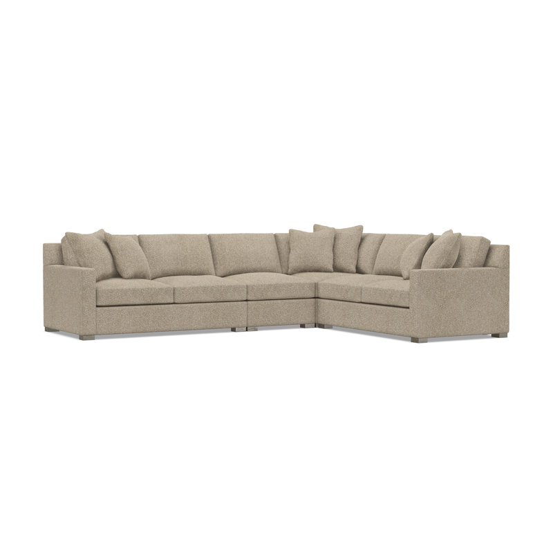 Kelsey Sectional, Tan Polyester, 35.5" H x 134.5" W x 104.5" D