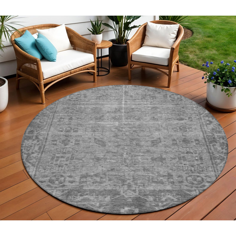 Tapis oriental rond 8 po gris