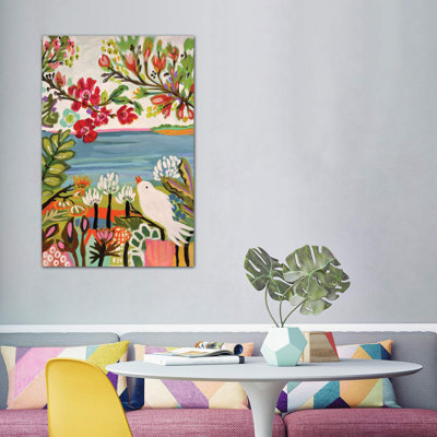 «Birds in the Garden II» par Karen Fields - reproduction de peinture encadrée