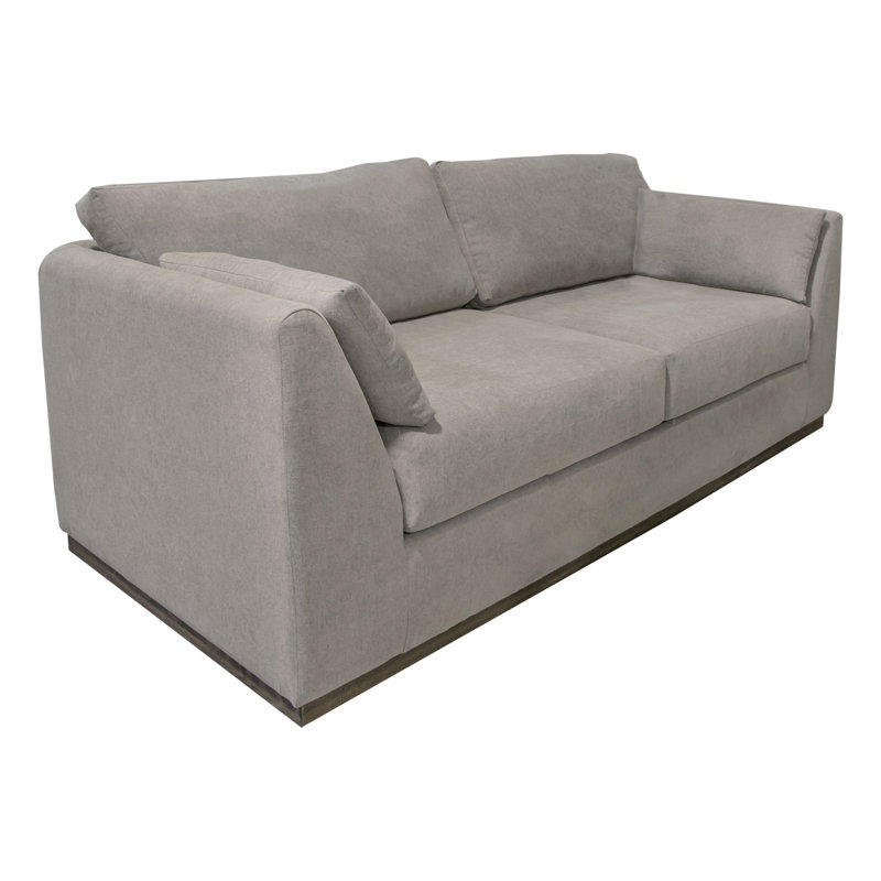 Structure et base en bois Romul, canapé, Polyester gris amande, H 36,5 po x l 90 po x P 38,5 po