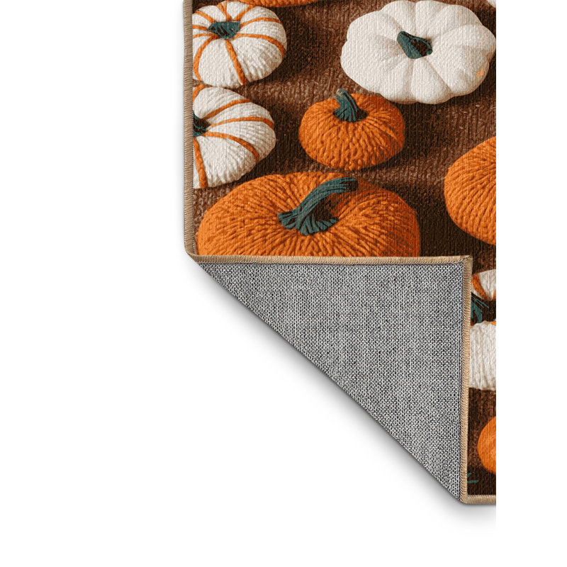  Tapis lavable de citrouilles d'automne, Rectangulaire 8 pi x 10 pi