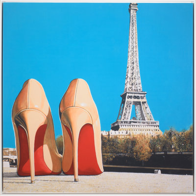 «Red Bottoms» par Jeff Schaub - reproduction de cadre flottant sur toile