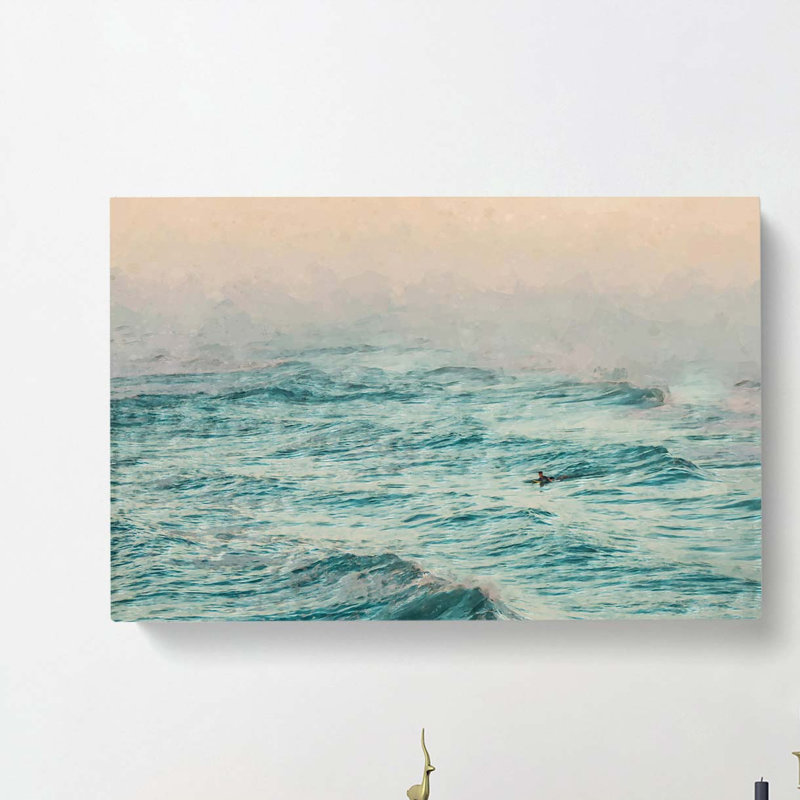 Surfing In Daytona Beach - Wrapped Canvas Print, 60cm H x 91cm W x 3cm D