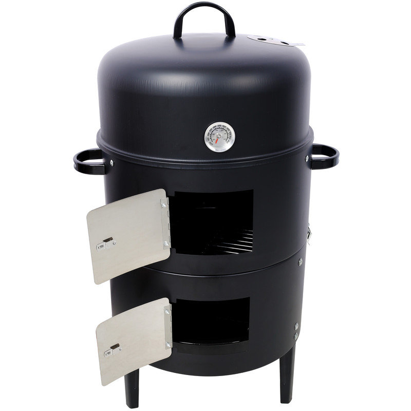 Barbecue fumoir vertical en acier robuste 17 pouces, barbecue rond pour l'extérieur