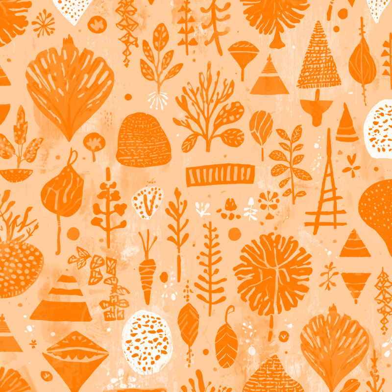 Couvertures noires à motifs botaniques, 50 po L x 60 po H, Orange moyen / blanc