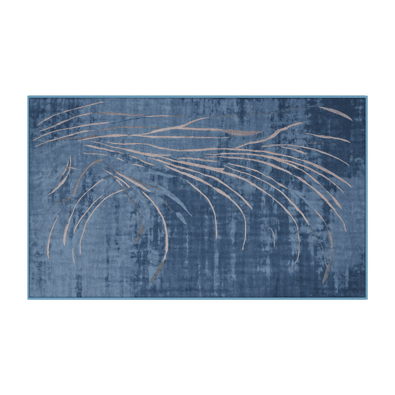 Machine Washable Blue Area Rug, Rectangle 8' x 10'