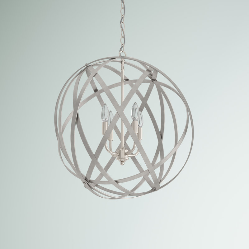 Harwich 4 - Light Dimmable Globe Chandelier, Brushed Nickel