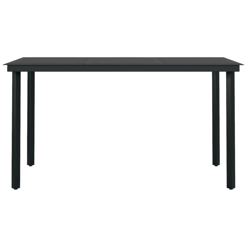 Rectangular 55.1" Long Dining Set with Cushions, Black, White, 4