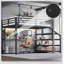Grand lit mezzanine en métal avec bureau, escalier de rangement, lumières DEL, ports USB et conception sans bruit pour une vie moderne-129599756
