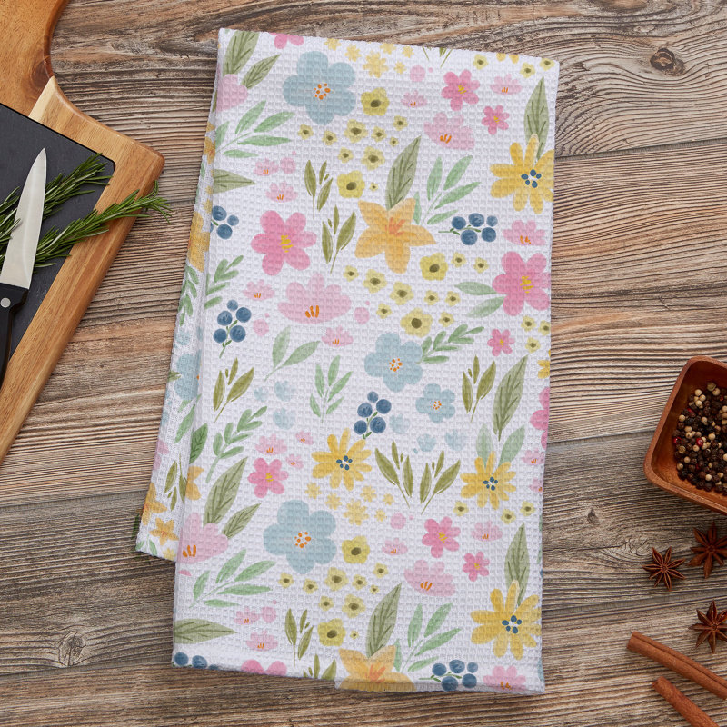  Easter Flowers Waffle Weave Kitchen Towel