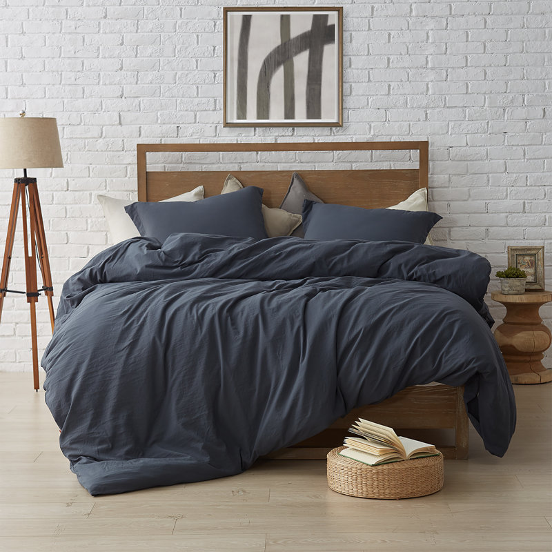 Down Alternative Ultra Cozy Comforter and Duvet Cover Set, Twin XL Comforter + 1 Sham, Faded Black