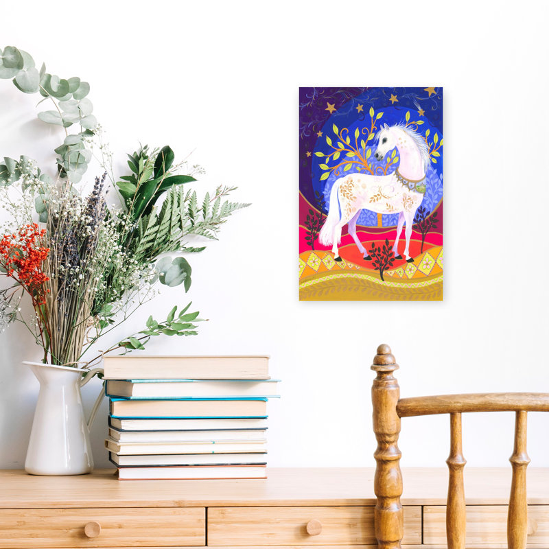 Art mural cheval majestueux abstrait contemporain, H 18 po x l 12 po