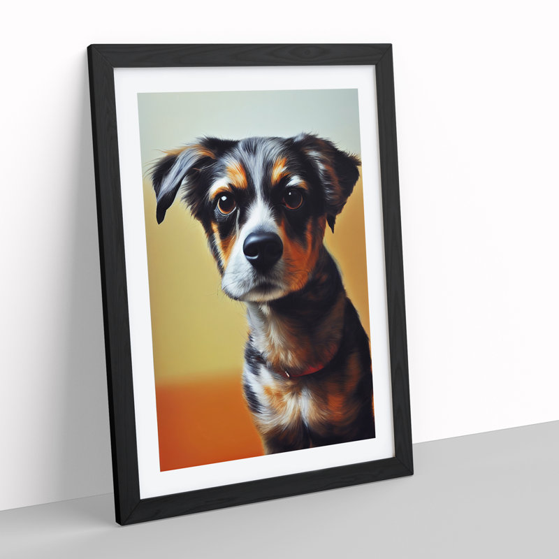 Puppy Dog - Single Picture Frame Print, 64cm H x 46cm W x 2cm D, Black Framed