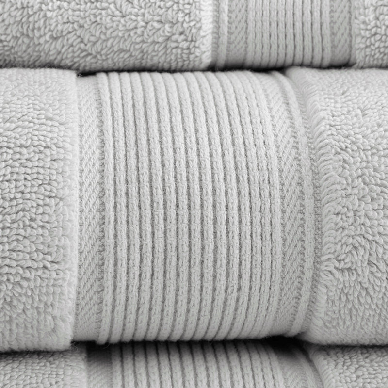 100% Cotton 8 Piece Antimicrobial Towel Set, Silver