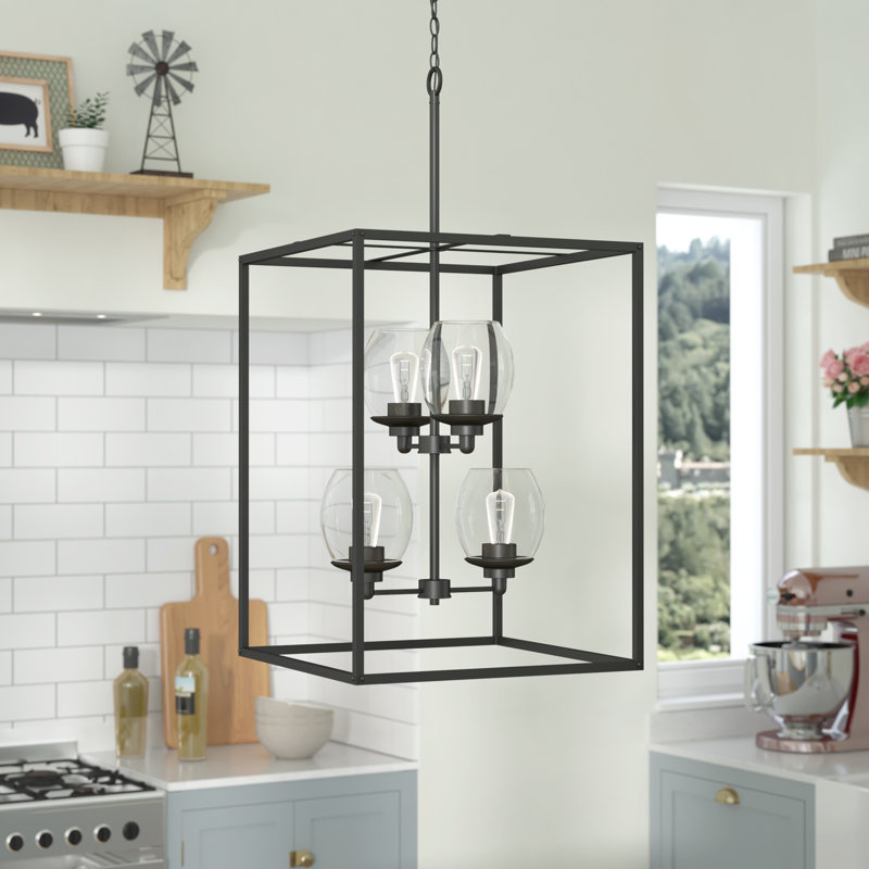 Lustre rectangulaire lanterne 4 lumières Burwood